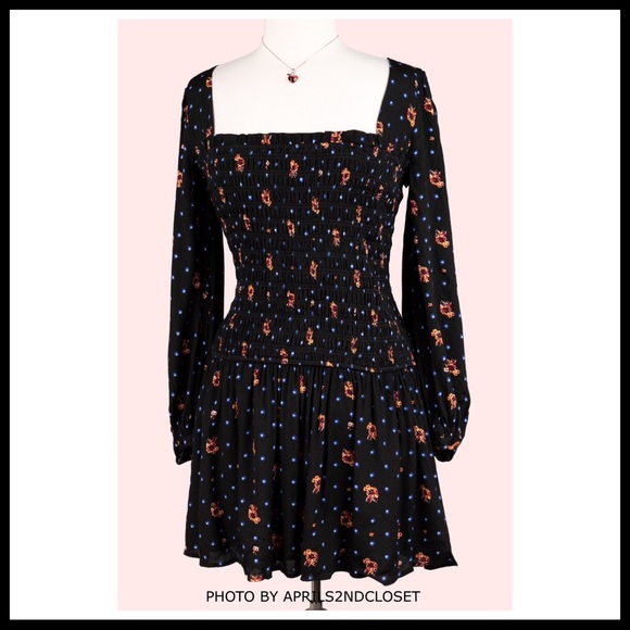 FREE PEOPLE BOHO FLOWY LONG SLEEVES MINI DRESS A2C - Picture 12 of 16